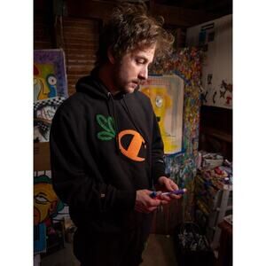 Champion x Anwar Carrots Reverse Weave Pullover Hoodie Small Black Big C Logo